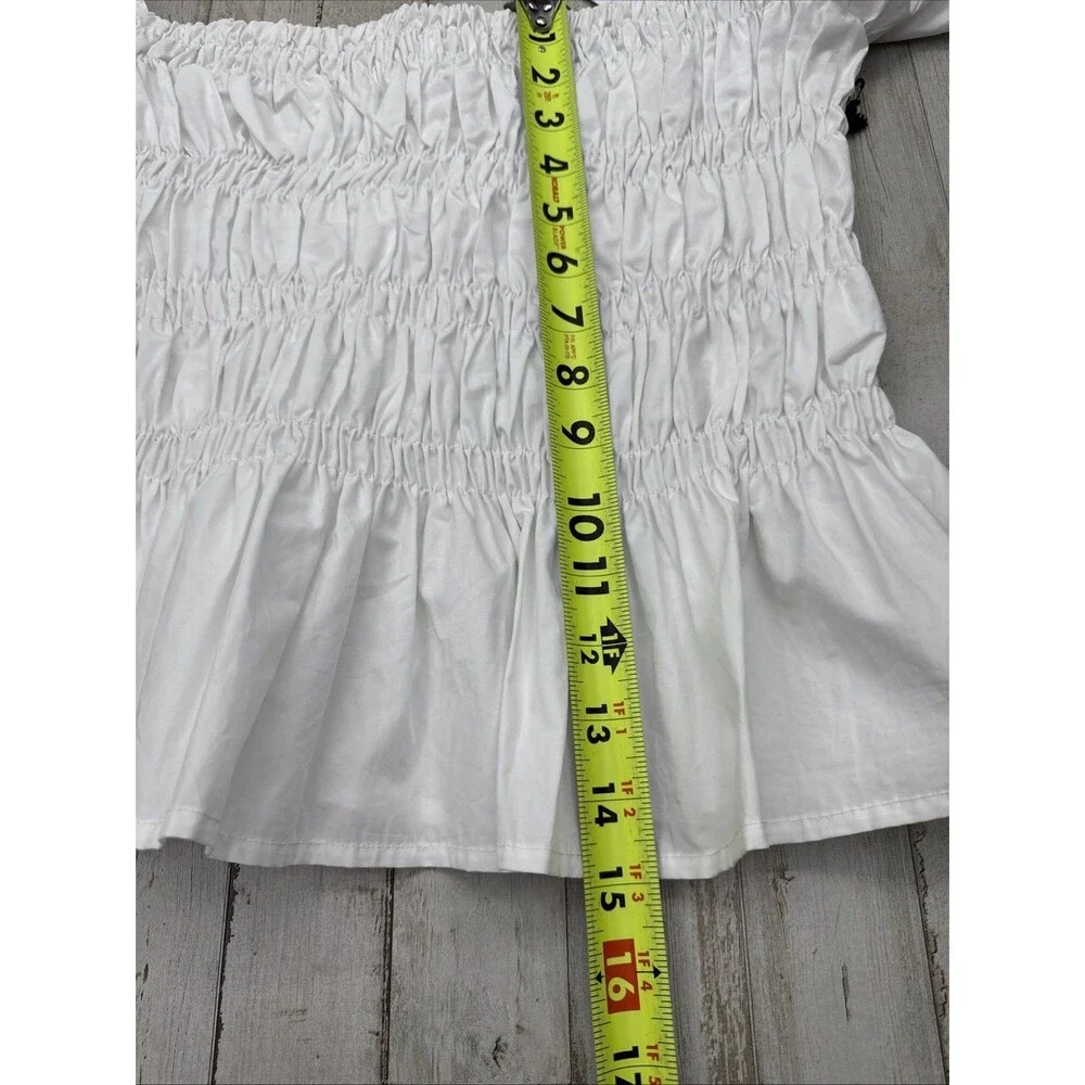 Revolve Asrt The Label Savina White Puff Sleeve Blouse Shirt Sz L Going Out Top